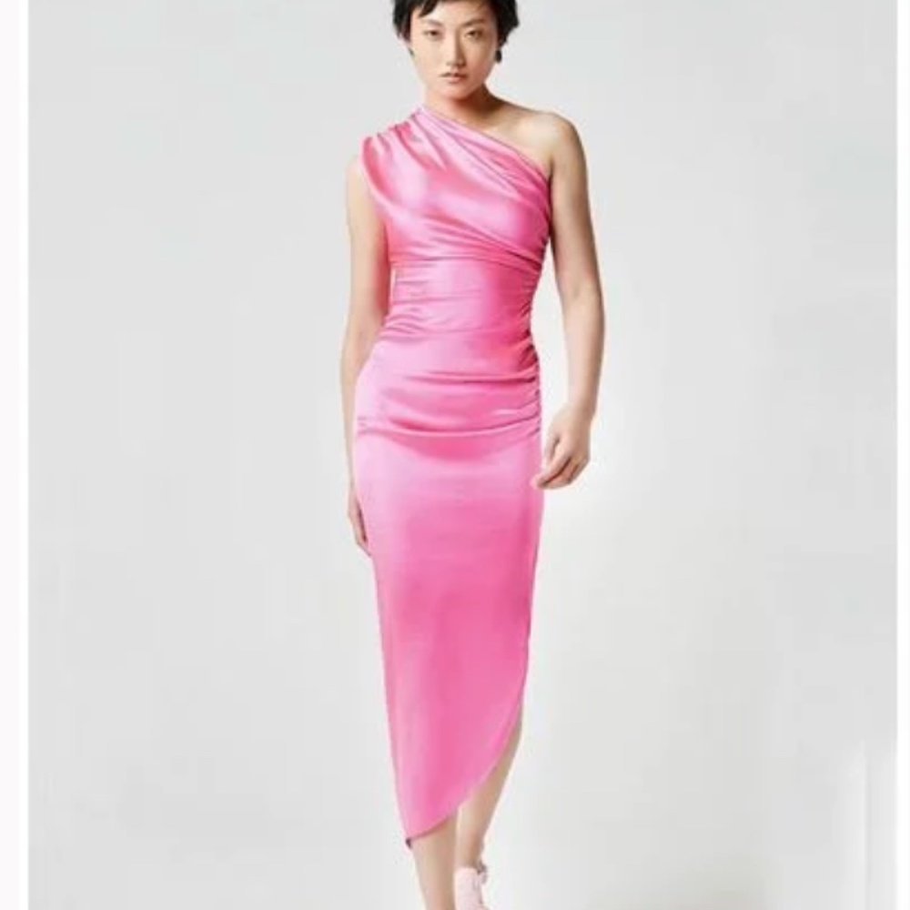Smythe Single Shoulder Asymmetrical Dress - Pink